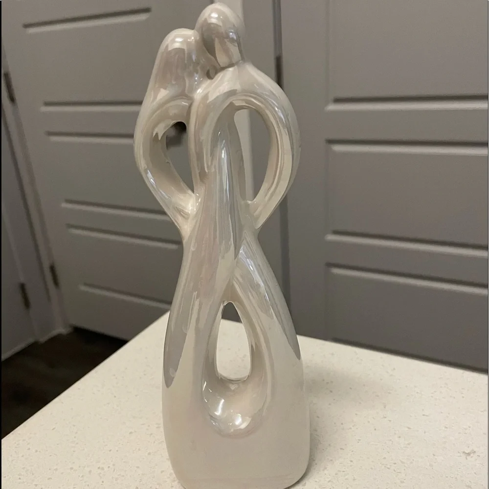 Cake Topper Wedding Decor Intertwined Abstract Modern Iridescent Couple in Love